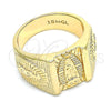 Oro Laminado Mens Ring, Gold Filled Style Guadalupe Design, Diamond Cutting Finish, Golden Finish, 01.185.0002.12 (Size 12)