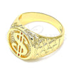 Oro Laminado Mens Ring, Gold Filled Style Money Sign Design, Polished, Golden Finish, 01.185.0001.12 (Size 12)