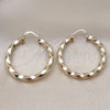 Oro Laminado Medium Hoop, Gold Filled Style Hollow and Twist Design, Polished, Golden Finish, 02.170.0024.40