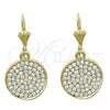 Oro Laminado Dangle Earring, Gold Filled Style with White Crystal, Polished, Golden Finish, 02.59.0122