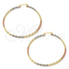 Gold Plated Extra Large Hoop, Twist Design, Polished, Tricolor, 02.70.0020.65