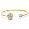 Oro Laminado Individual Bangle, Gold Filled Style Flower Design, with White Cubic Zirconia and White Crystal, Polished, Golden Finish, 07.97.0058.1 (02 MM Thickness, One size fits all)