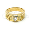 Oro Laminado Mens Ring, Gold Filled Style Solitaire Design, with White Cubic Zirconia, Diamond Cutting Finish, Golden Finish, 5.175.023.07 (Size 7)