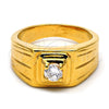 Oro Laminado Mens Ring, Gold Filled Style Solitaire Design, with White Cubic Zirconia, Polished, Golden Finish, 5.175.028.07 (Size 7)