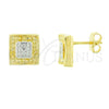 Oro Laminado Stud Earring, Gold Filled Style Polished, Two Tone, 02.55.0023