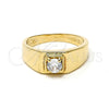 Oro Laminado Mens Ring, Gold Filled Style Solitaire Design, with White Cubic Zirconia, Polished, Golden Finish, 5.175.024.07 (Size 7)