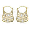 Oro Laminado Medium Hoop, Gold Filled Style Filigree Design, with White Cubic Zirconia, Polished, Golden Finish, 02.65.2455.21