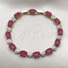 Oro Laminado Tennis Bracelet, Gold Filled Style with Rhodolite and White Cubic Zirconia, Polished, Golden Finish, 03.206.0006.1.07 (06 MM Thickness, 7 Inches Length)