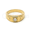 Oro Laminado Mens Ring, Gold Filled Style Solitaire Design, with White Cubic Zirconia, Polished, Golden Finish, 5.175.033.07 (Size 7)