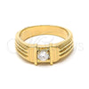 Oro Laminado Mens Ring, Gold Filled Style Solitaire Design, with White Cubic Zirconia, Polished, Golden Finish, 5.175.028.1.08 (Size 8)