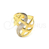 Oro Laminado Elegant Ring, Gold Filled Style Twist Design, Polished, Two Tone, 117.010.08 (Size 8)