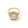 Oro Laminado Multi Stone Ring, Gold Filled Style Cluster Design, with White Cubic Zirconia, Polished, Golden Finish, 5.176.054.08 (Size 8)