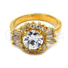 Oro Laminado Multi Stone Ring, Gold Filled Style Baguette and Cluster Design, with White Cubic Zirconia, Polished, Golden Finish, 5.170.021.08 (Size 8)