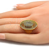 Oro Laminado Multi Stone Ring, Gold Filled Style with White Crystal, Polished, Golden Finish, 01.118.0025.09 (Size 9)