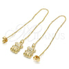Oro Laminado Threader Earring, Gold Filled Style Elephant Design, Polished, Golden Finish, 02.65.2494
