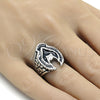 Stainless Steel Mens Ring, Eagle Design, Black Enamel Finish, Steel Finish, 01.234.0002.10 (Size 10)