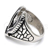 Stainless Steel Mens Ring, Eagle Design, Black Enamel Finish, Steel Finish, 01.234.0002.11 (Size 11)