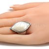 Stainless Steel Multi Stone Ring, with Ivory Mother of Pearl, Polished, Steel Finish, 01.235.0005.1.08 (Size 8)