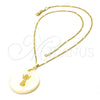 Oro Laminado Pendant Necklace, Gold Filled Style Divino Niño Design, with Ivory Mother of Pearl, Polished, Golden Finish, 04.09.0032.18 (0.35 Gauge, 01 MM Thickness, 18 Inches Length)