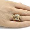 Oro Laminado Multi Stone Ring, Gold Filled Style Angel Design, with White Cubic Zirconia, Polished, Golden Finish, 01.60.0001.09 (Size 9)