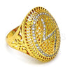 Oro Laminado Multi Stone Ring, Gold Filled Style with White Micro Pave, Polished, Golden Finish, 01.118.0031.09 (Size 9)