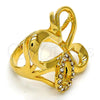 Oro Laminado Multi Stone Ring, Gold Filled Style Butterfly Design, with White Cubic Zirconia, Polished, Golden Finish, 01.118.0040.07 (Size 7)