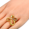 Oro Laminado Multi Stone Ring, Gold Filled Style Butterfly Design, with White Cubic Zirconia, Polished, Golden Finish, 01.118.0040.08 (Size 8)