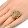 Oro Laminado Multi Stone Ring, Gold Filled Style with White Cubic Zirconia, Polished, Golden Finish, 01.118.0051.07 (Size 7)