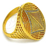Oro Laminado Multi Stone Ring, Gold Filled Style with White Cubic Zirconia, Polished, Golden Finish, 01.118.0051.07 (Size 7)