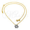 Oro Laminado Pendant Necklace, Gold Filled Style Star of David Design, Matte Finish, Two Tone, 04.09.0042.18 (0.35 Gauge, 01 MM Thickness, 18 Inches Length)