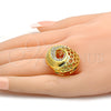 Oro Laminado Multi Stone Ring, Gold Filled Style with White Crystal, Polished, Golden Finish, 01.241.0014.10 (Size 10)