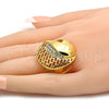 Oro Laminado Multi Stone Ring, Gold Filled Style with White Crystal, Polished, Golden Finish, 01.241.0021.08 (Size 8)