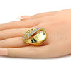Oro Laminado Multi Stone Ring, Gold Filled Style Star and Moon Design, with White Crystal, Polished, Golden Finish, 01.241.0023.08 (Size 8)