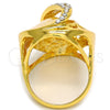 Oro Laminado Multi Stone Ring, Gold Filled Style Star and Moon Design, with White Crystal, Polished, Golden Finish, 01.241.0023.08 (Size 8)