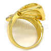Oro Laminado Multi Stone Ring, Gold Filled Style Greek Key Design, with White Crystal, Polished, Golden Finish, 01.241.0028.10 (Size 10)