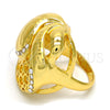 Oro Laminado Multi Stone Ring, Gold Filled Style Greek Key Design, with White Crystal, Polished, Golden Finish, 01.241.0029.07 (Size 7)