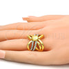 Oro Laminado Multi Stone Ring, Gold Filled Style with White Crystal, Polished, Golden Finish, 01.241.0037.08 (Size 8)