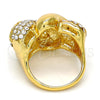 Oro Laminado Multi Stone Ring, Gold Filled Style Greek Key Design, with White Crystal, Polished, Golden Finish, 01.241.0040.10 (Size 10)