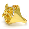 Oro Laminado Multi Stone Ring, Gold Filled Style Spiral Design, with White Crystal, Polished, Golden Finish, 01.241.0056.10 (Size 10)
