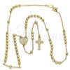 Oro Laminado Thin Rosary, Gold Filled Style Caridad del Cobre and Crucifix Design, Polished, Golden Finish, 09.118.0010.18
