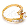 Oro Laminado Multi Stone Ring, Gold Filled Style with White Cubic Zirconia, Polished, Golden Finish, 01.213.0001.09 (Size 9)