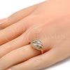 Oro Laminado Multi Stone Ring, Gold Filled Style Baguette Design, with White Cubic Zirconia, Polished, Golden Finish, 01.99.0016.07 (Size 7)