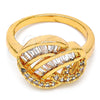 Oro Laminado Multi Stone Ring, Gold Filled Style Baguette Design, with White Cubic Zirconia, Polished, Golden Finish, 01.99.0016.07 (Size 7)