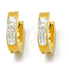 Stainless Steel Huggie Hoop, with White Crystal, Polished, Golden Finish, 02.216.0014.1.15