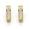 Stainless Steel Huggie Hoop, Heart Design, with White Crystal, Polished, Golden Finish, 02.230.0016.15