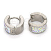Stainless Steel Huggie Hoop, with White Crystal, Polished, Steel Finish, 02.230.0018.15