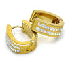 Stainless Steel Huggie Hoop, with Crystal, Polished, Golden Finish, 02.230.0021.1.15