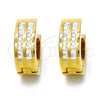 Stainless Steel Huggie Hoop, with White Crystal, Polished, Golden Finish, 02.230.0021.1.15