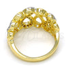 Oro Laminado Multi Stone Ring, Gold Filled Style Infinite Design, with White Micro Pave, Polished, Two Tone, 01.99.0033.07 (Size 7)