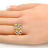 Oro Laminado Multi Stone Ring, Gold Filled Style Infinite Design, with White Micro Pave, Polished, Two Tone, 01.99.0033.08 (Size 8)